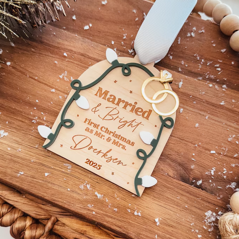 First Christmas As Mr. and Mrs. Ornament, 2025 Newlywed Christmas Ornament