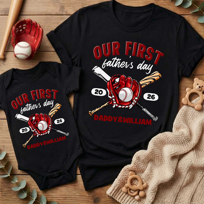 Our 1st Father’s Day Together - Personalized Sport Balls Baby Bodysuit T-shirt