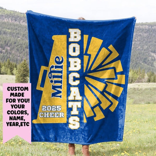 Custom Cheerleader Blanket, Personalized Cheerleading Gift