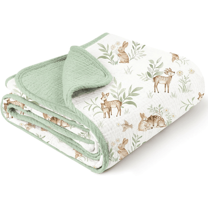 Personalized Muslin Baby Blanket with Name, Custom Embroidered Baby Swaddle