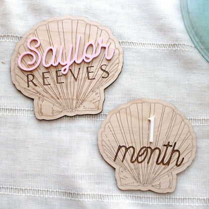 Personalized Beachy Baby Announcement Sign for Footprint Imprint