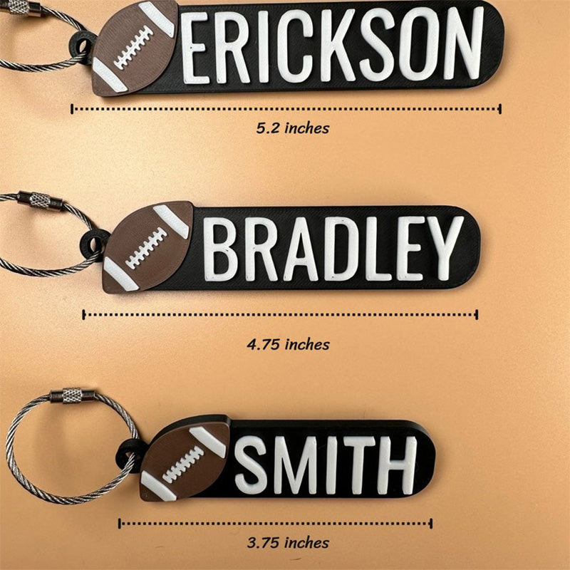 Personalized Football Keychains, Backpack Tags