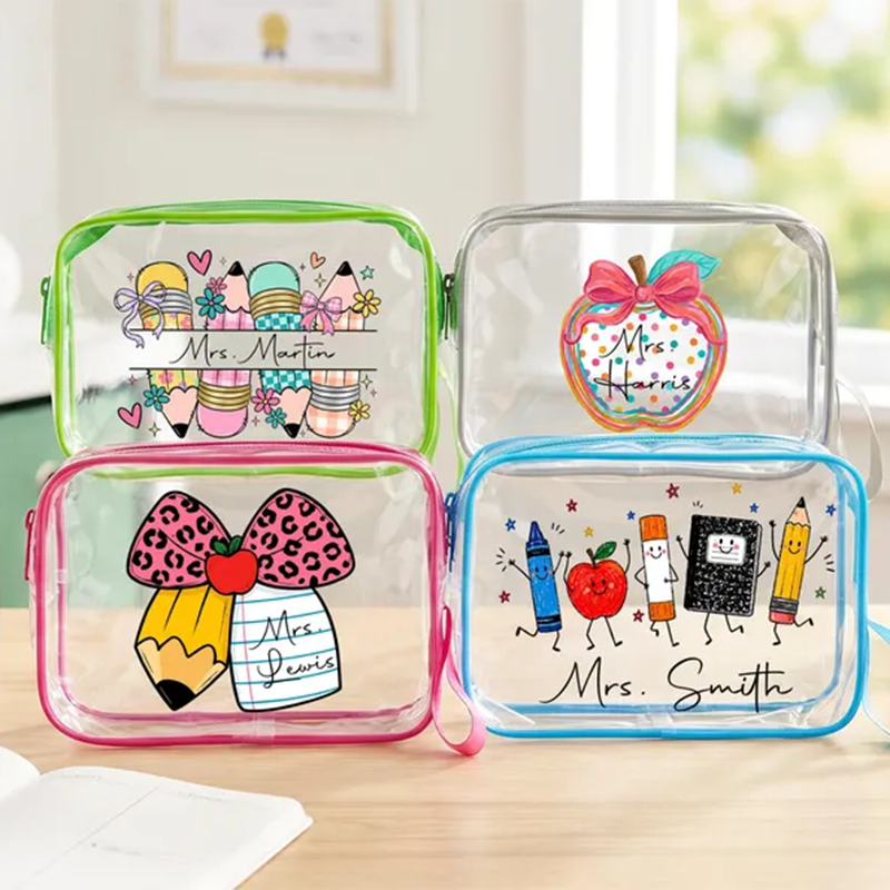Personalized Teacher Gift Bag Custom Teacher Name Pouch PVC Makeup Bag