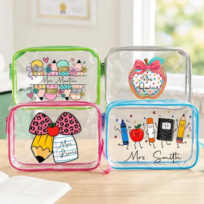 Personalized Teacher Gift Bag Custom Teacher Name Pouch PVC Makeup Bag