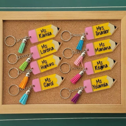 Personalized Pencil Keychain, Teacher Name School Appreciation Gift
