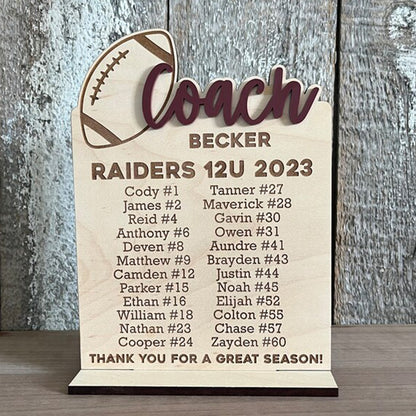 End of Season Coaches Gift, Personalized Coaches Plaque