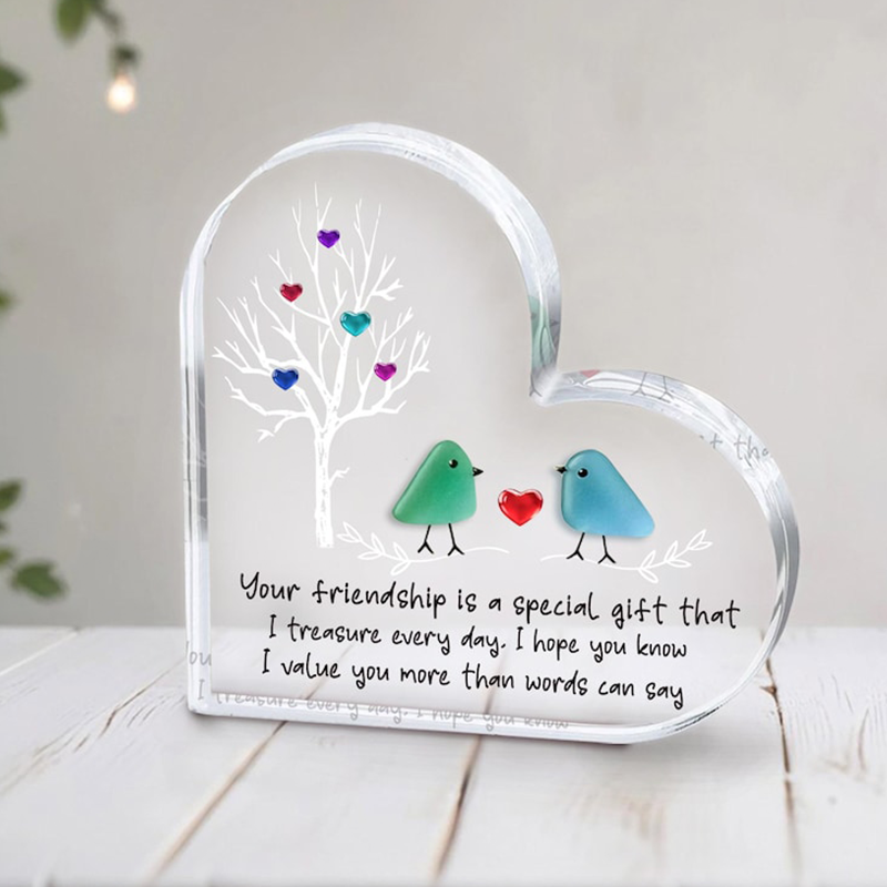 Sea Glass Birds Art Friendship Heart Plaque