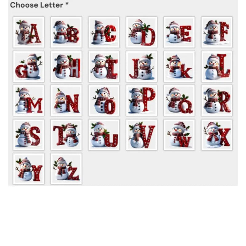 Merry Christmas Custom Letter Snowman