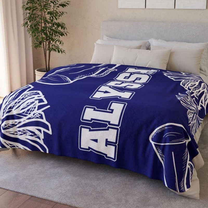 Personalized Name Cheerleader Blanket, Custom Name Cheerleading Blankets