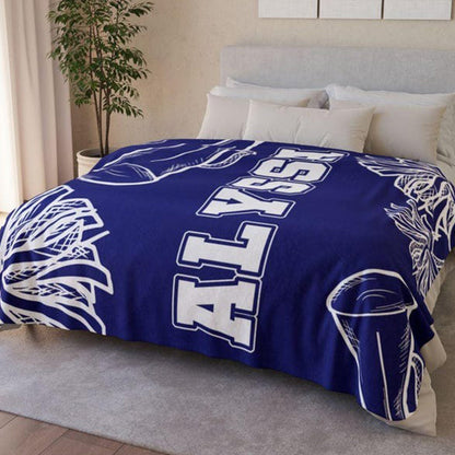 Personalized Name Cheerleader Blanket, Custom Name Cheerleading Blankets