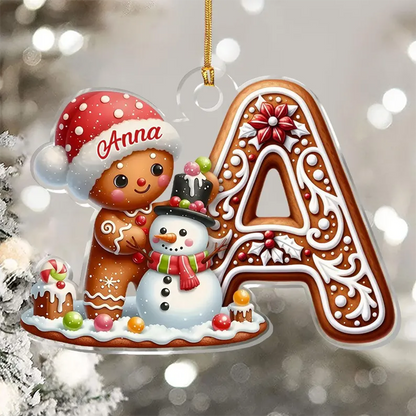 Custom First Letter Gingerbread Ornaments, Personalized Alphabet Letters