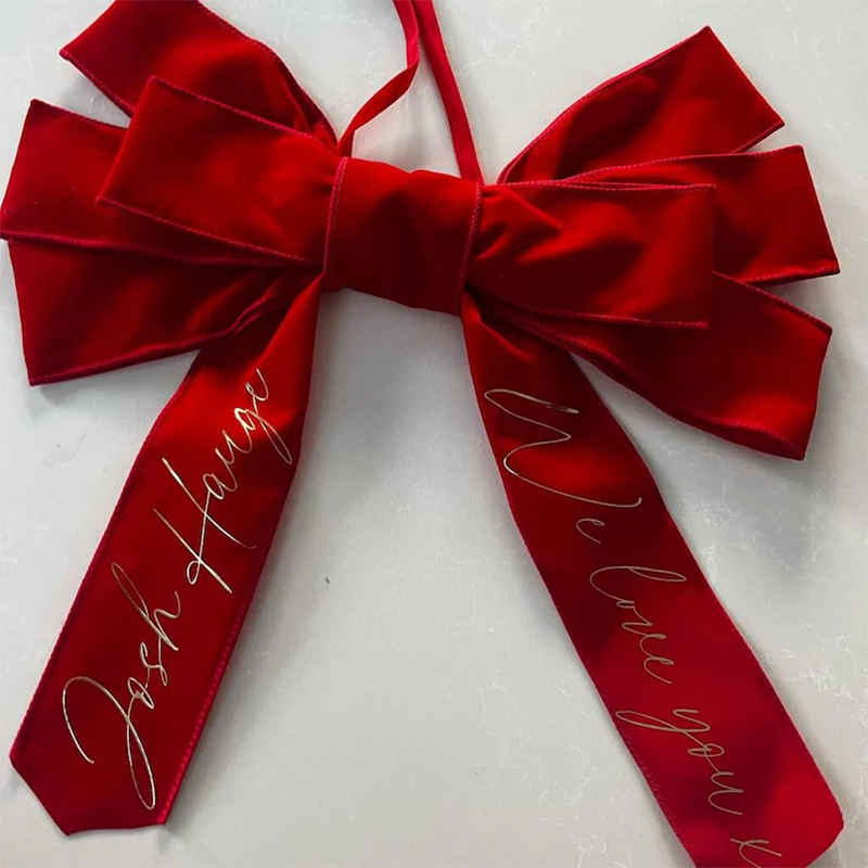 Personalised Velvet Christmas Wreath Bow
