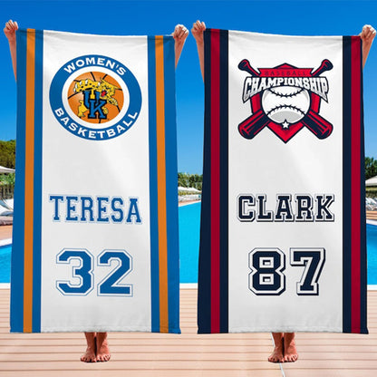 Personalized Football Volleyball Basketball Baseball Softball Soccer Logo Beach Towel