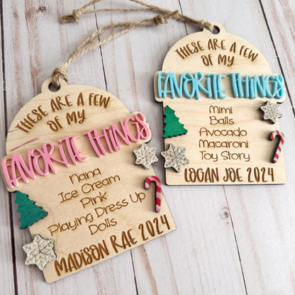 Custom Kid's Christmas Ornament, My Favorite Things