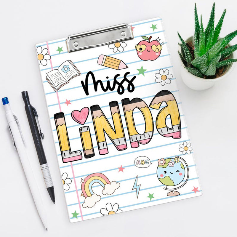 Personalized Teacher Back To School Gift, Custom Pencil Teacher Clipboard