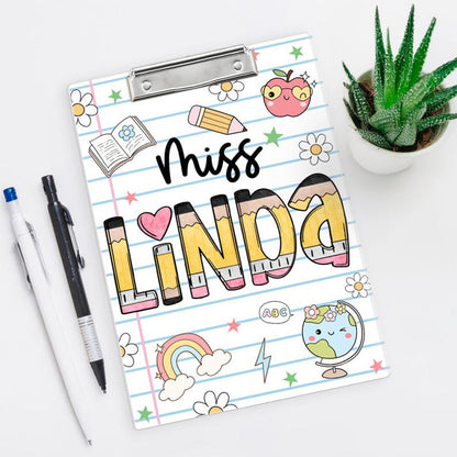 Personalized Teacher Back To School Gift, Custom Pencil Teacher Clipboard