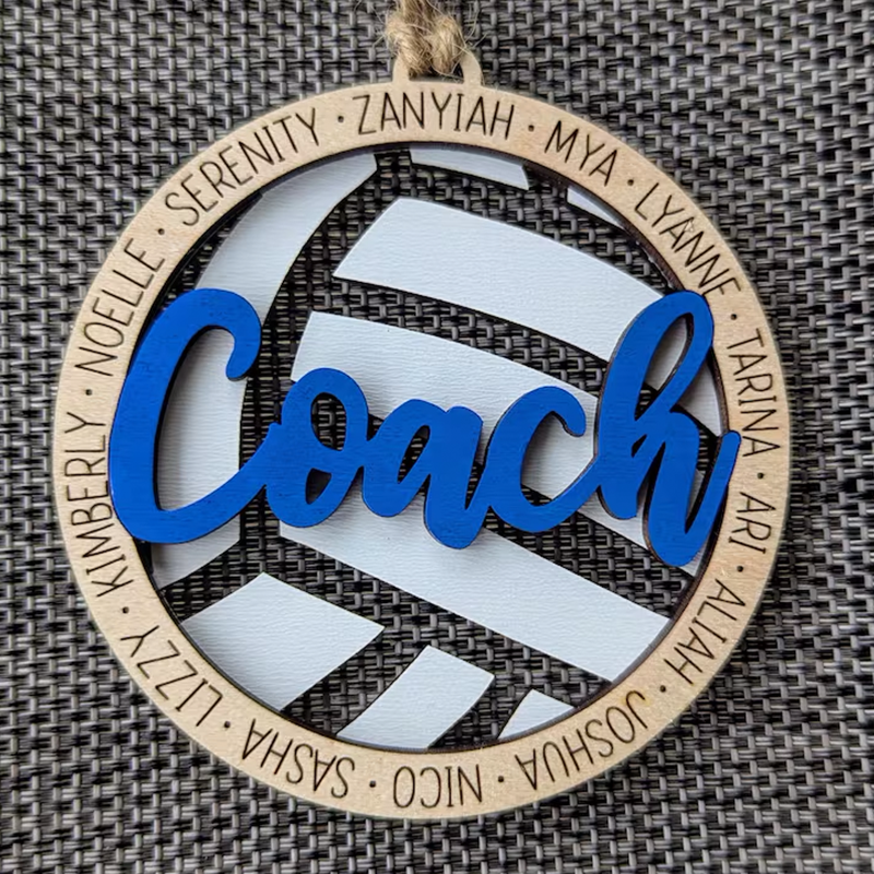 Volleyball coach gift, Personalized volleyball ornament / car charm
