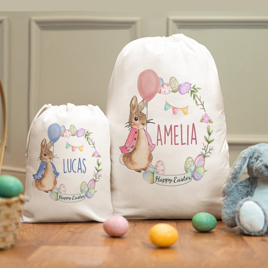 Easter Party Gift Bags, Personalized Bunny Gift Sack