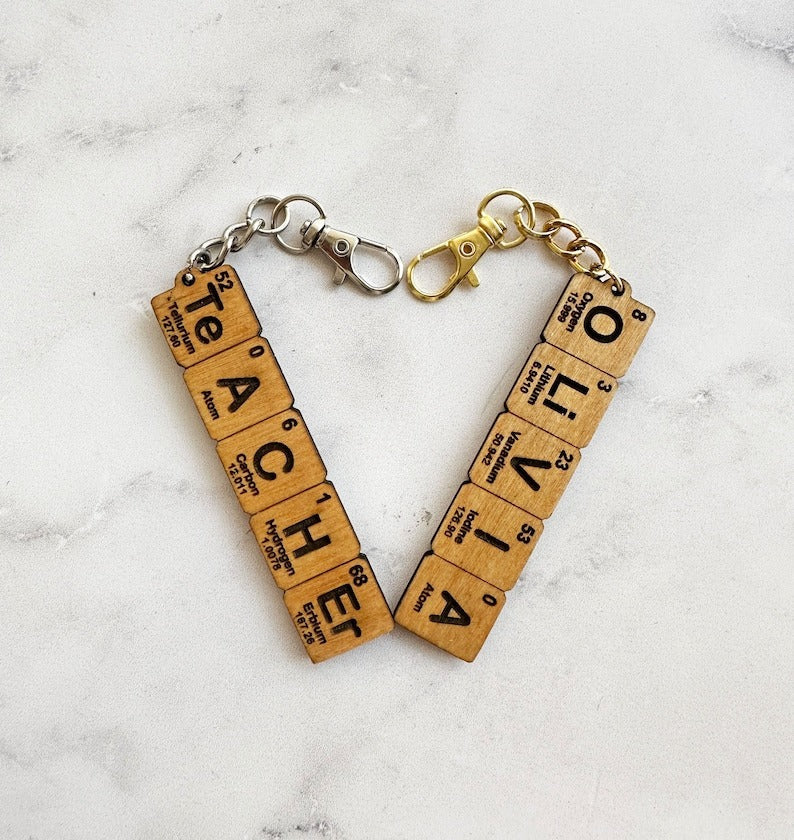 Custom Periodic Table Element Name Key Chain
