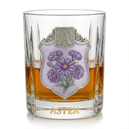 Personalized Birth Flower Whiskey Glass