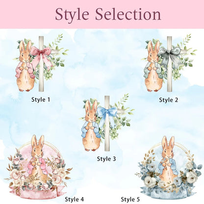 Personalized Floral Cross Peter Rabbit Ears Easter Basket