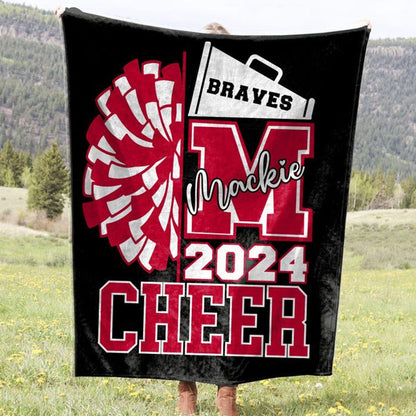 Custom Cheerleader Blanket, Personalized Cheerleading Gift