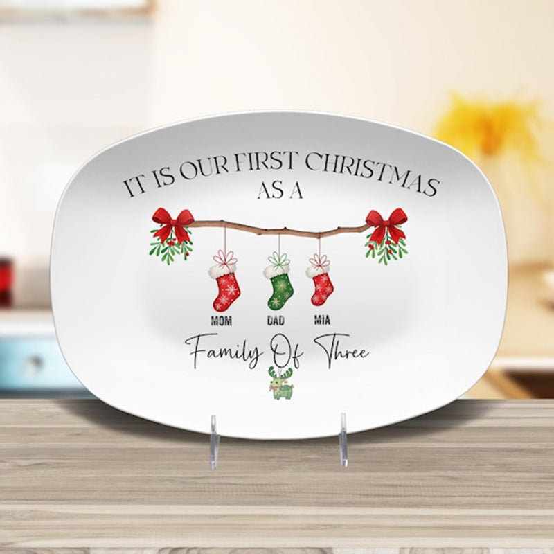 Personalized First Christmas Family Plate