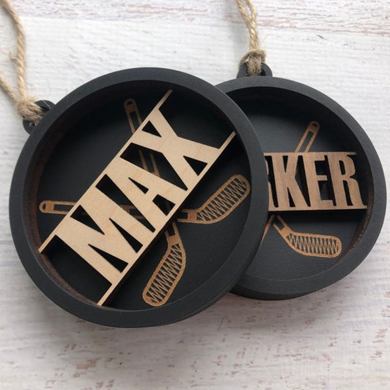 Personalized Hockey Puck Christmas Ornament