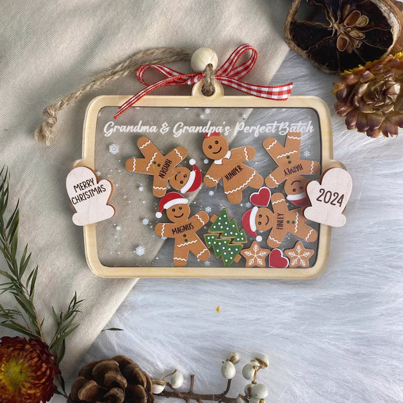 Custom Family Member Shaker Ornament, Custom Gingerbread Family Ornament