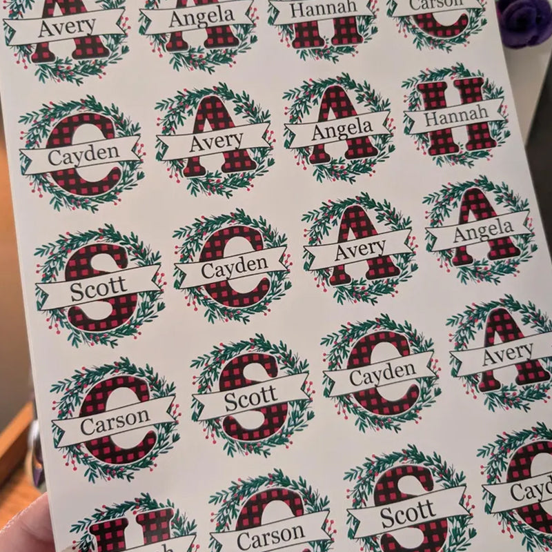 Personalized Round Name Stickers for Christmas Gifts