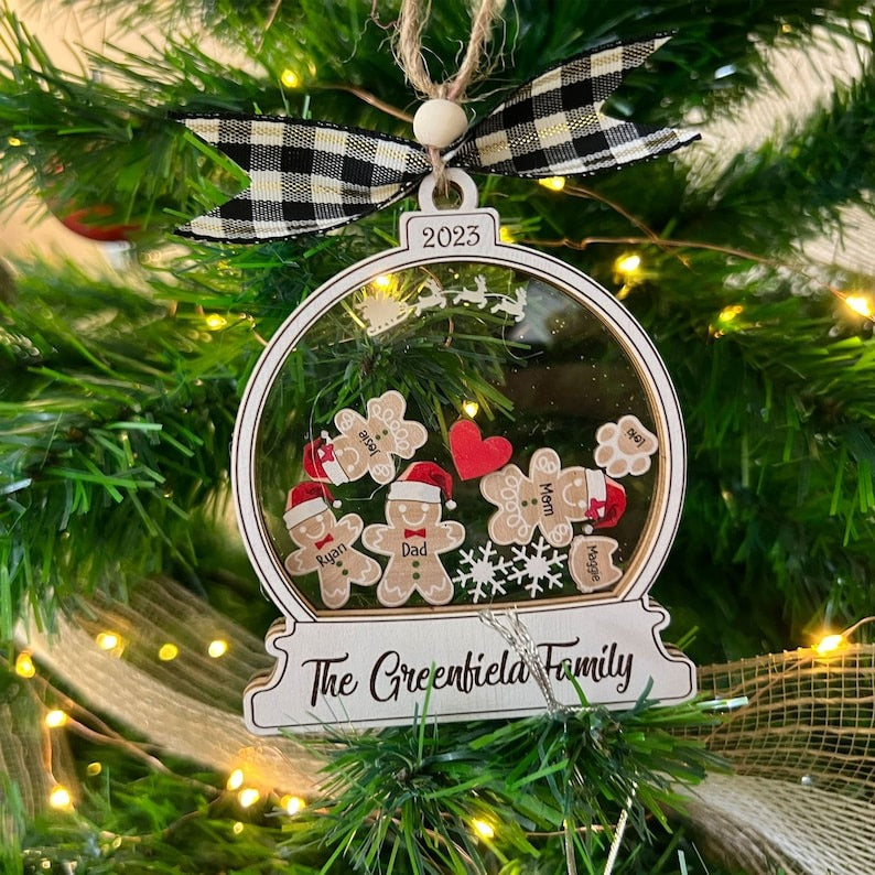 Personalized Gingerbread With Hat Family Christmas Ornament, Custom Family Ornament 2024, 4D Customized Cookie Ornament Gift for Christmas