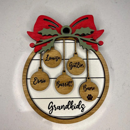 Family Christmas Ornament, Personalized 2025 Wood Holiday Ornament with Family