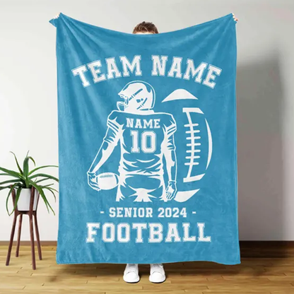 Name Football Senior Gift for Football Team Personalized Football Blanket