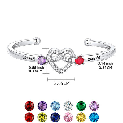 Personalized Name heart Bracelet,Custom Birthstone Bracelet