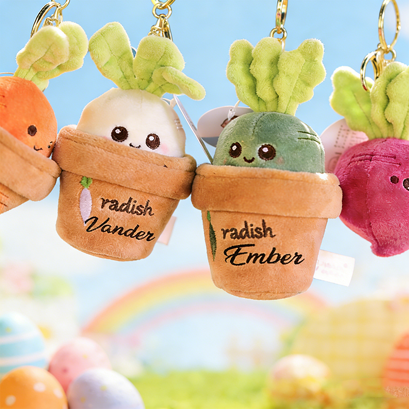 Personalized Easter radish .Pluckable radish plush toy keychain