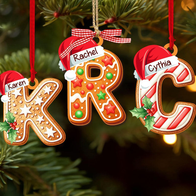 Personalized Gingerbread Letter Ornament: Custom Kids Name Ornament