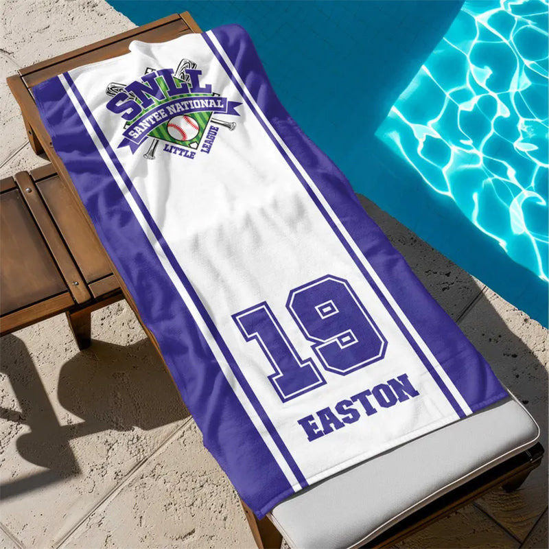 Baseball Custom Beach Towel, Personalized Towel