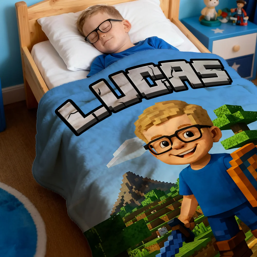 Personalized Cartoon Truck Flannel Throw Blanket