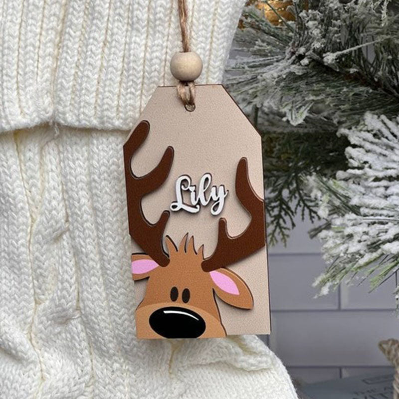 Reindeer Personalized Christmas Stocking Tags
