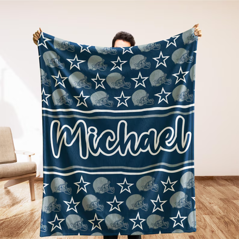 Personalized Dallas Blanket, Custom Football Fan Gift,