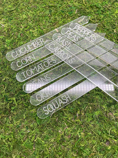 Laser Engraved Clear Veggie/Herb Garden Tags Packs