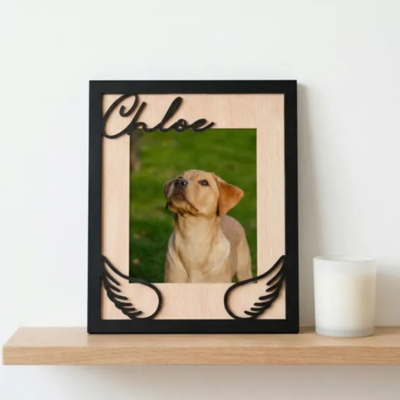Custom Pet Memorial Frame, Personalized Wooden Picture Frame for Dog, Pet Loss Gift