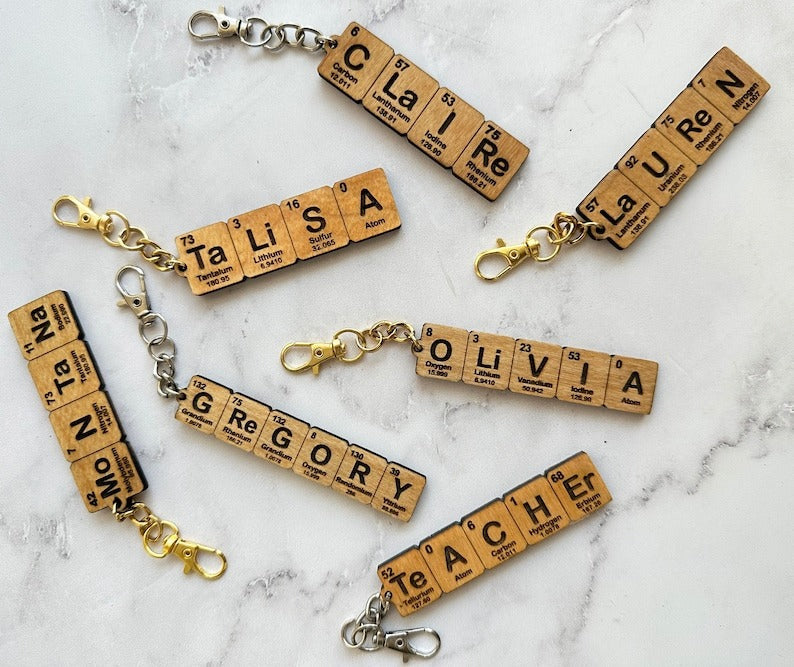 Custom Periodic Table Element Name Key Chain