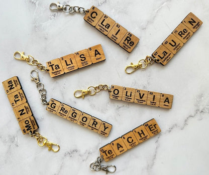 Custom Periodic Table Element Name Key Chain