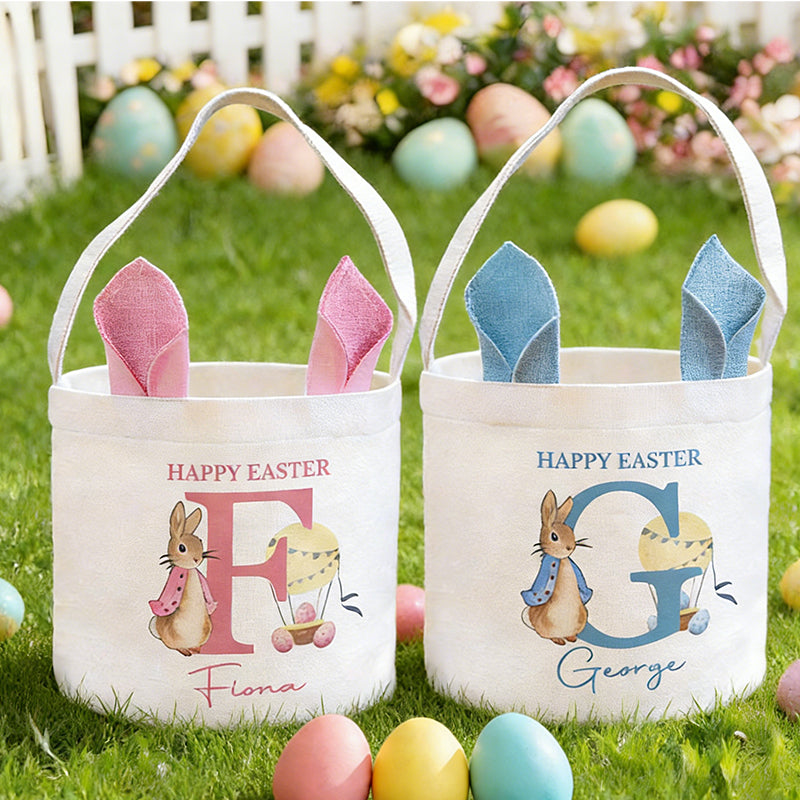 Personalized Easter Bunny Gift Bag with Custom Name Initials
