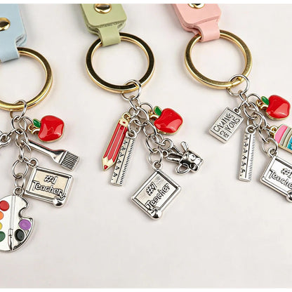 Personalized Teacher Keychain,Teacher Appreciation Gift,Custom Name Leather Keychain