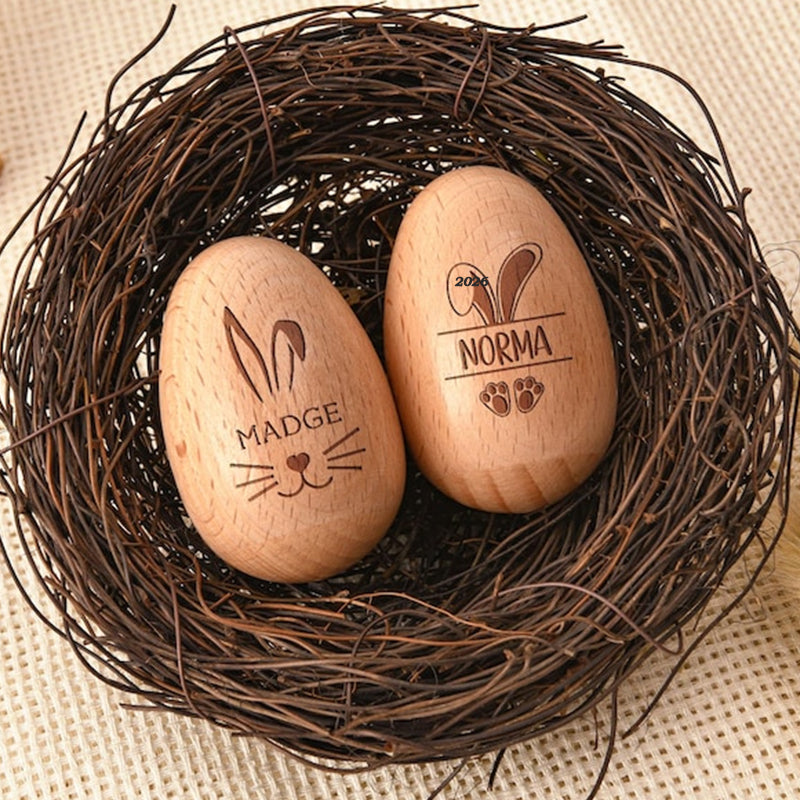 Personalized wooden musical egg, Musical Wooden Easter Egg Shakers