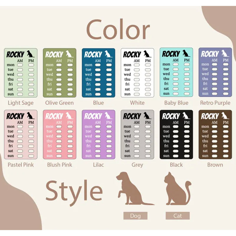 Pet Feeding Reminder Chart Board Wooden Magnetic Tracker