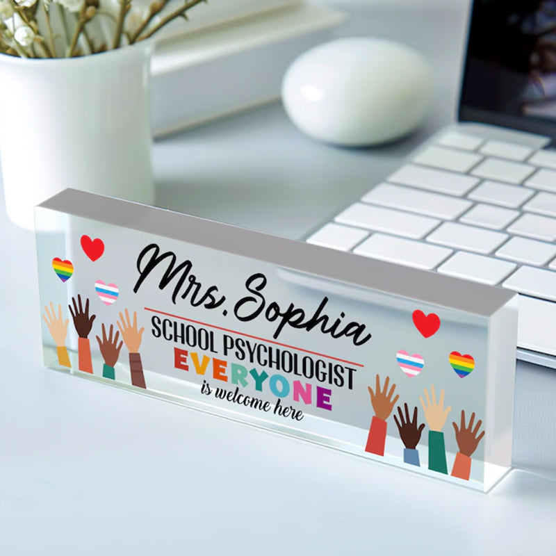Custom Name Plate for Desk, Teacher Name Plate, Psychologist Gift