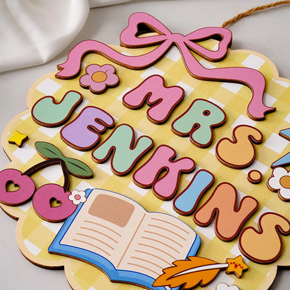 Personalized 3D Wood Teacher Door Sign, Classroom Door Hanger, Teacher Appreciation Gifts, Back To School Gift